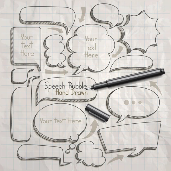 Speech bubble doodles hand drawn — Stock Vector