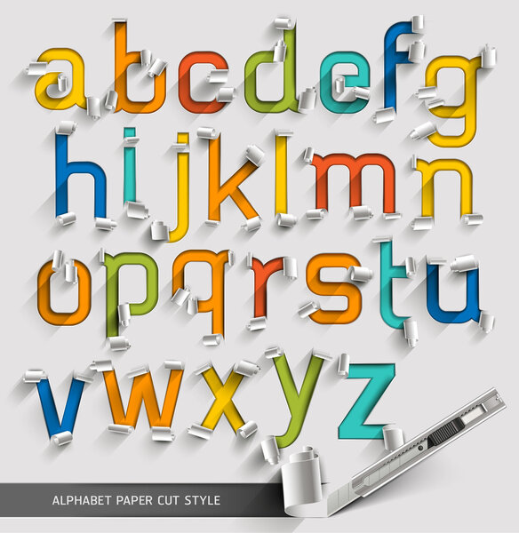 Alphabet paper cut colorful font style