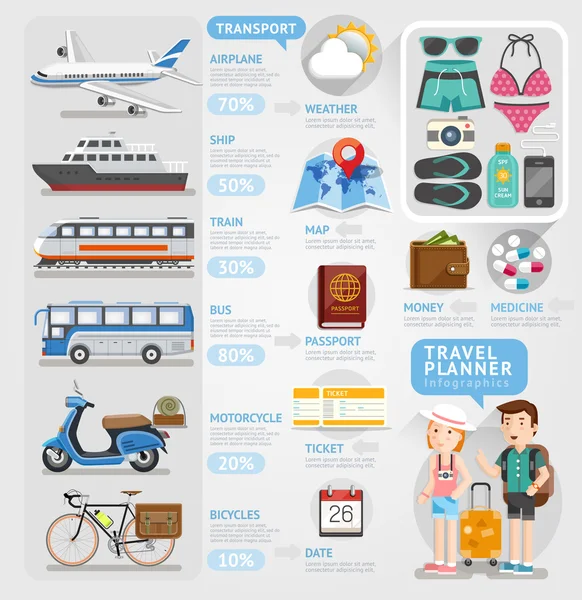 Seyahat planlayıcısı infographics öğesi — Stok Vektör
