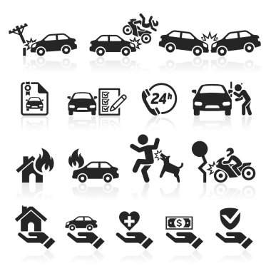 Sigorta Icons set. Vektör çizim.