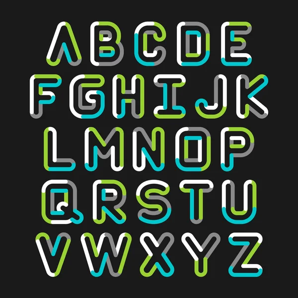 Alphabet line transparent color font style. Vector illustration. — Stock Vector