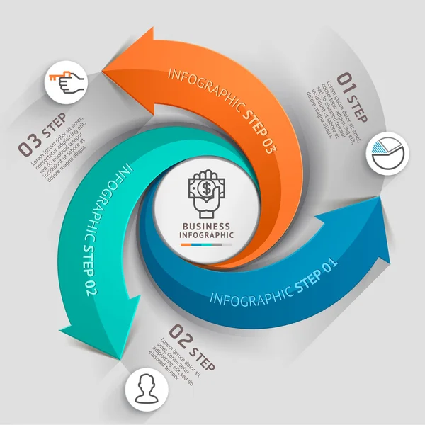 Modelo de negócio seta moderna. Ilustração vetorial. pode ser usado para layout de fluxo de trabalho, diagrama, opções de número, web design, infográficos e linha do tempo . —  Vetores de Stock