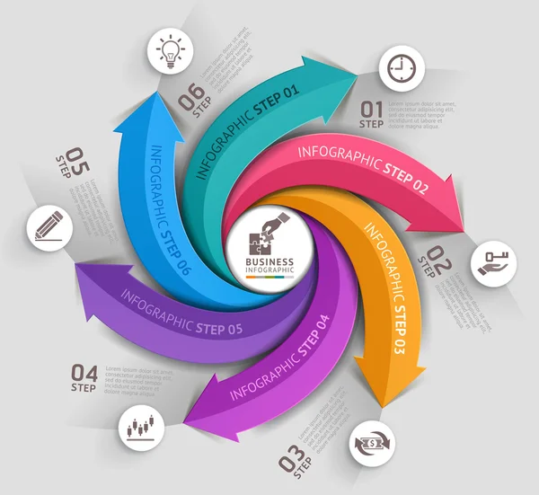 Modelo de negócio seta moderna. Ilustração vetorial. pode ser usado para layout de fluxo de trabalho, diagrama, opções de número, web design, infográficos e linha do tempo . — Vetor de Stock