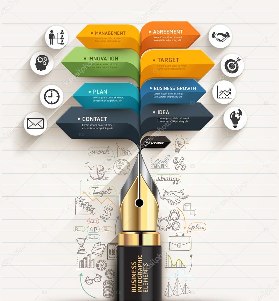 Business concept. Pen and bubble speech arrow template. can be used for workflow layout, diagram, number options, step up options, web design, banner template, infographic.