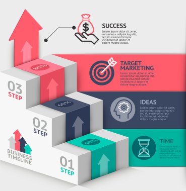 3d business staircase diagram template. clipart