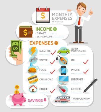 Monthly expenses template. clipart