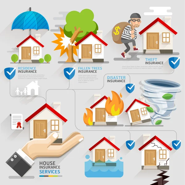 Plantilla de iconos de servicio de negocio de seguros . — Vector de stock