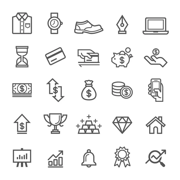 Icone degli elementi business. Illustrazione vettoriale — Vettoriale Stock