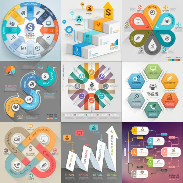 Set di modelli di infografica aziendale . — Vettoriale Stock
