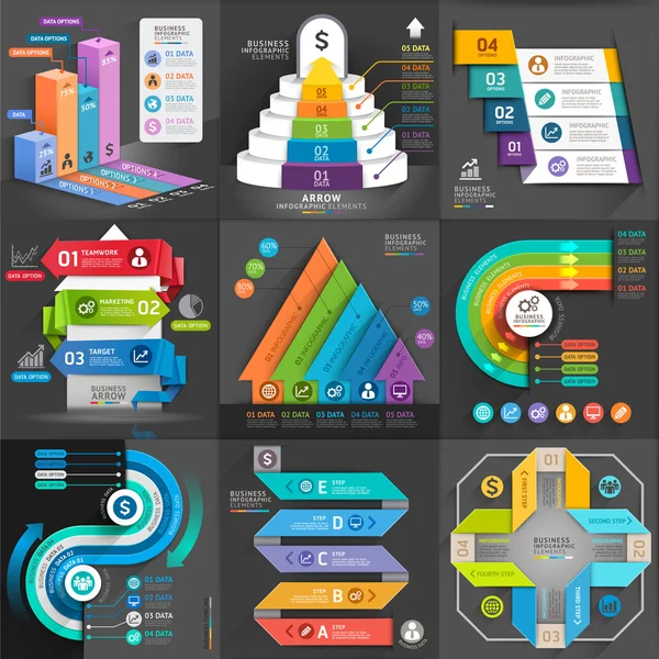 Conjunto de plantillas de infografía empresarial . — Vector de stock