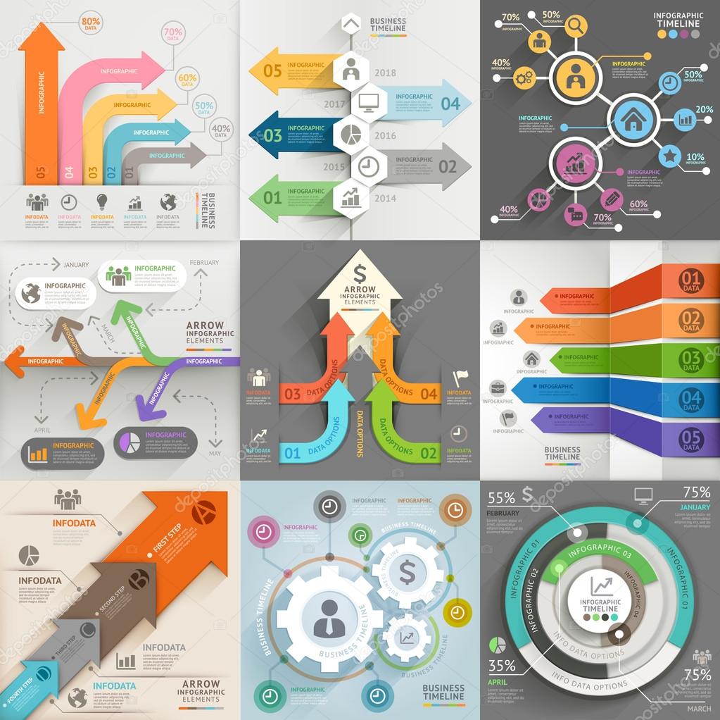 Arrows business marketing infographic template.