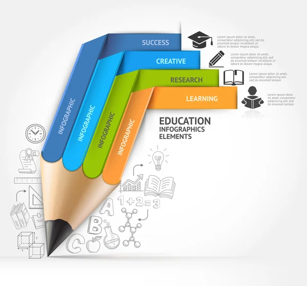 Educação lápis escadaria infográficos opção . — Vetor de Stock