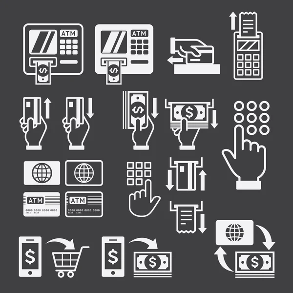 Iconos de cajeros automáticos. Ilustración vectorial . — Vector de stock