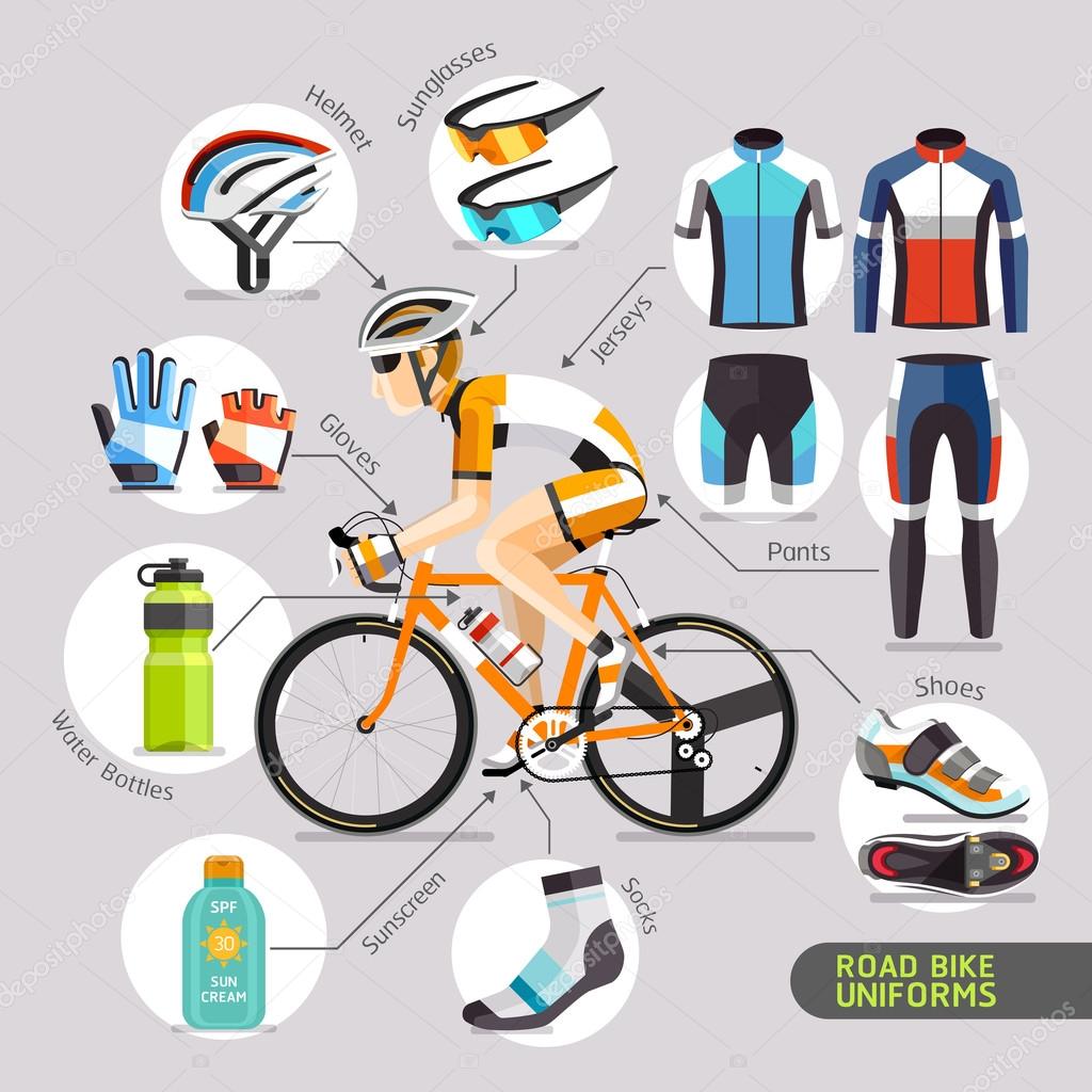 Road Bike Uniforms. Vector illustration.