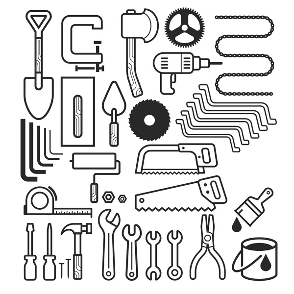 Mimarlık ve inşaat aracı Icons set. Vektör çizimler.