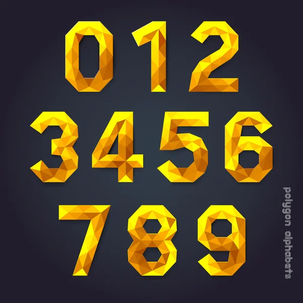 Alphabet Goldfarbe Polygon-Stil. Vektorillustration. — Stockvektor