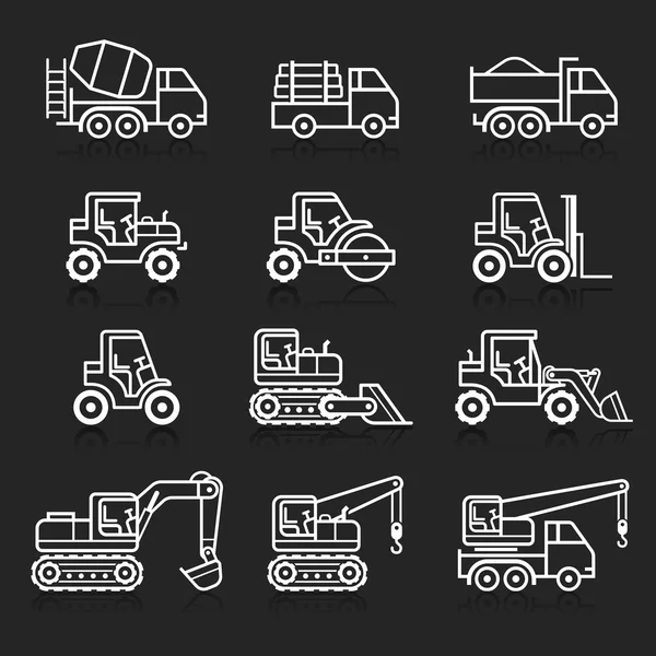 Construction truck icon set. Vector illustrations. — Stock Vector