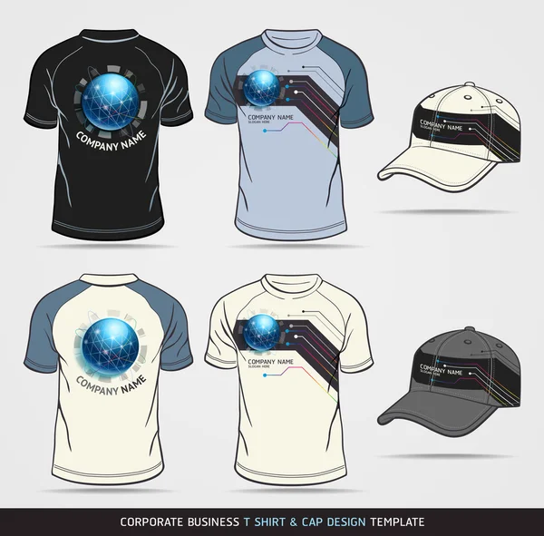 Corporate Identity Business Set. Modèle de conception de T-shirt et casquette — Image vectorielle