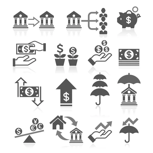 Business-Banking-Konzept Symbole gesetzt. Vektorillustrationen. — Stockvektor