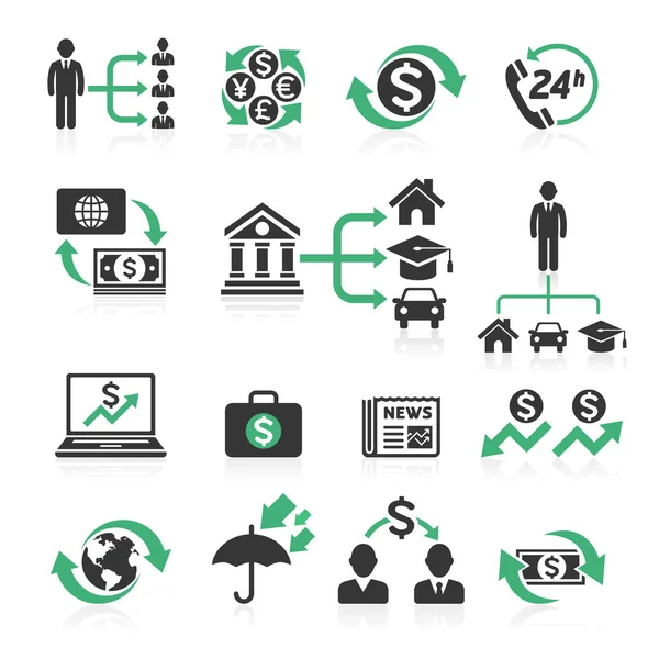 Business-Banking-Konzept Symbole gesetzt. Vektorillustrationen. — Stockvektor