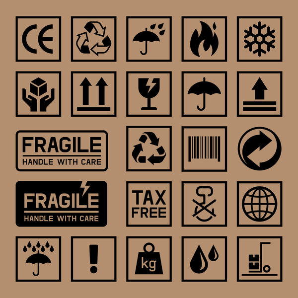 Carton Cardboard Box Icons.