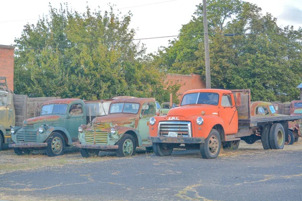 Uma Coleção Caminhões Antigos Prontos Para Serem Restaurados Sprague Washington — Fotografia de Stock