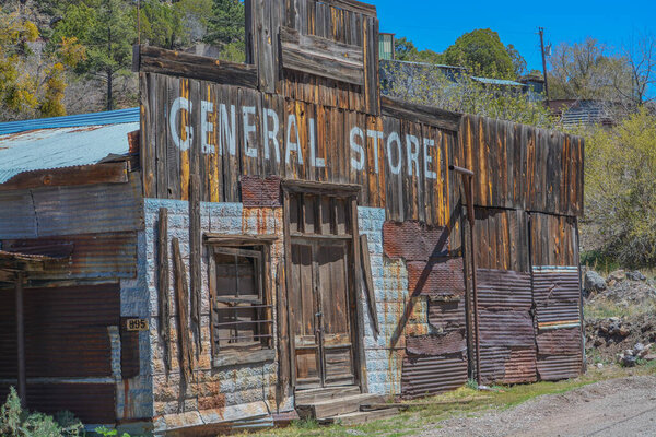 The General Store at Mogollon Ghost Town. Mogollon Historic District is a wildest mining town in Mogollon, Catron County, New Mexico