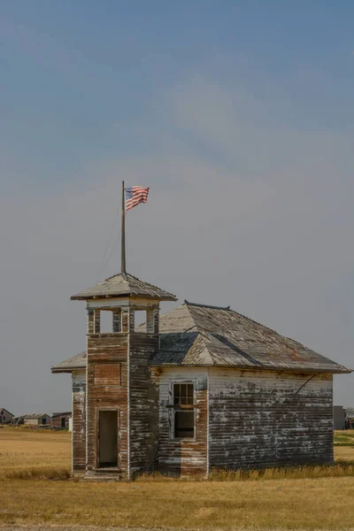 Abandoned Rundown Burnham Schoolhouse Havre Hill County Montana — Foto Stock