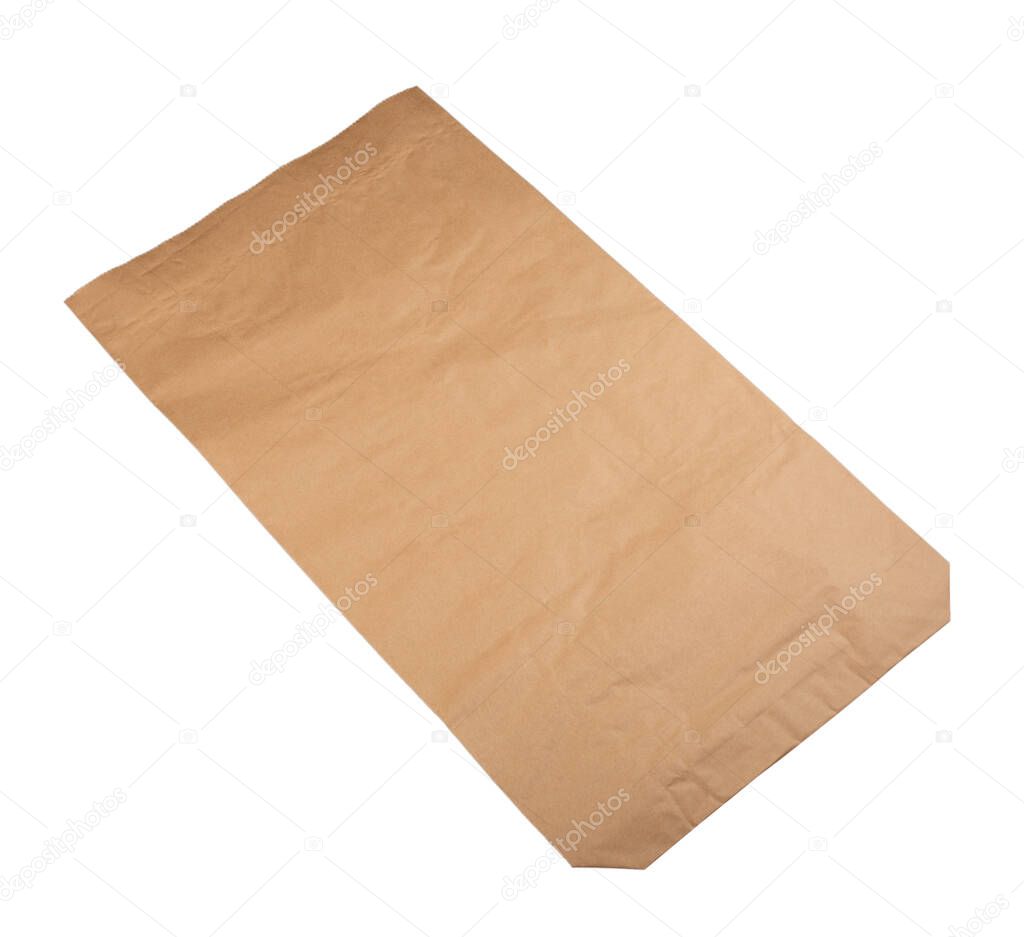 Paper bag on an isolated white background.