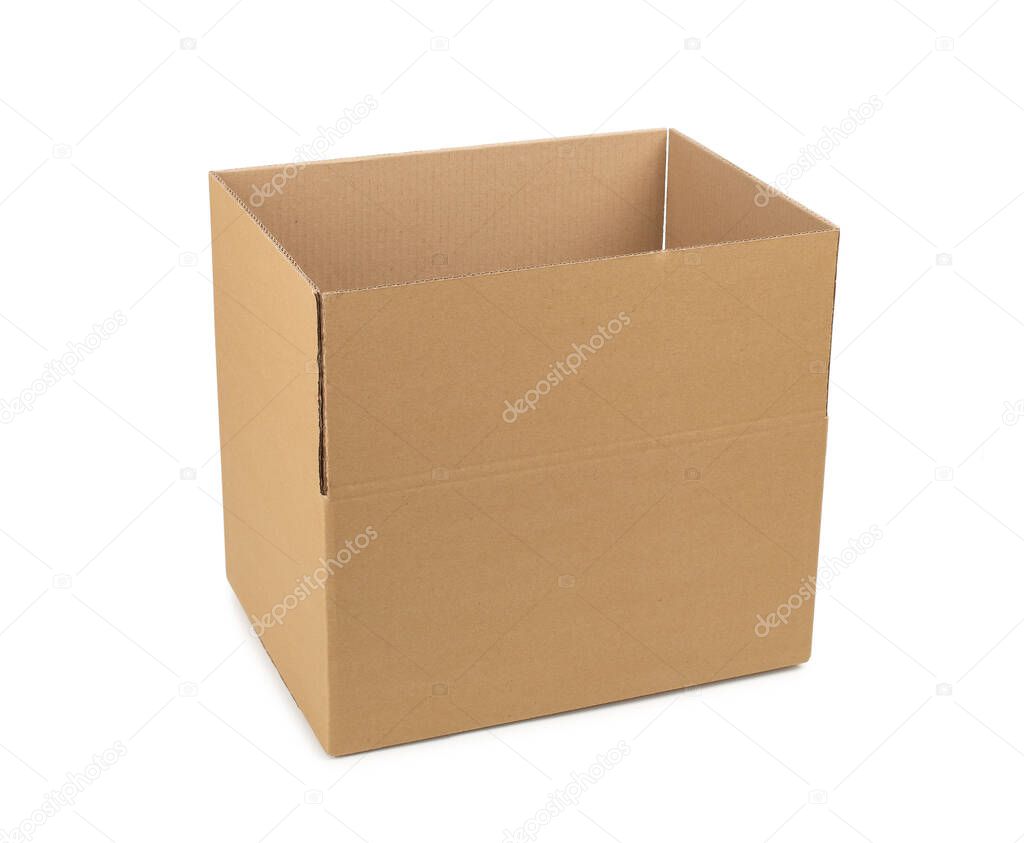 Cardboard box on a white isolated background.