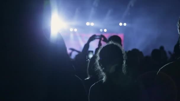 Blurred Footage Dancing Crowd Concert Audience Moves Music — Stock Video