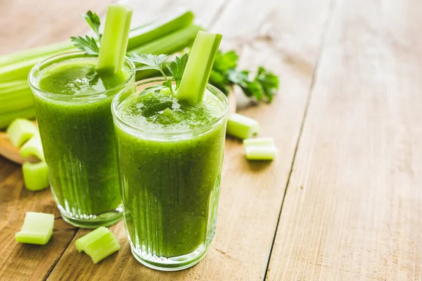 Green Smoothie Celery Spinach Two Glasses — Foto Stock