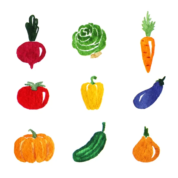 Watercolor vegetables vector set — Stock Vector