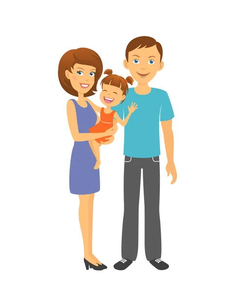 Mother and father with daughter. Happy family — Stock Vector