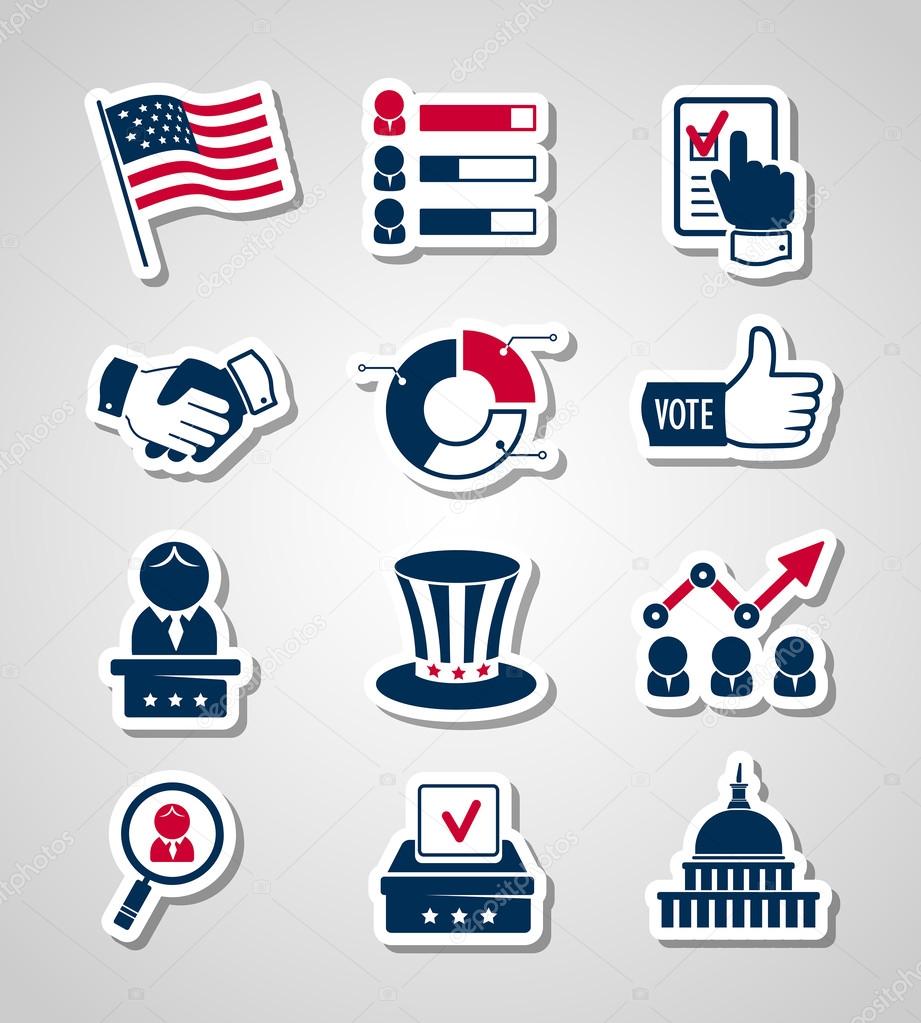 Voting and elections paper cut icons