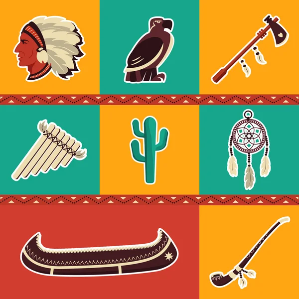 Iconos de símbolo nativo americano — Vector de stock