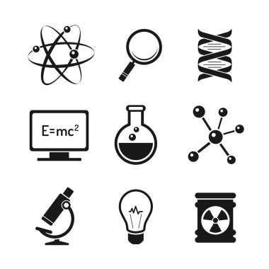 Kimya ve biyo teknoloji bilim Icons set