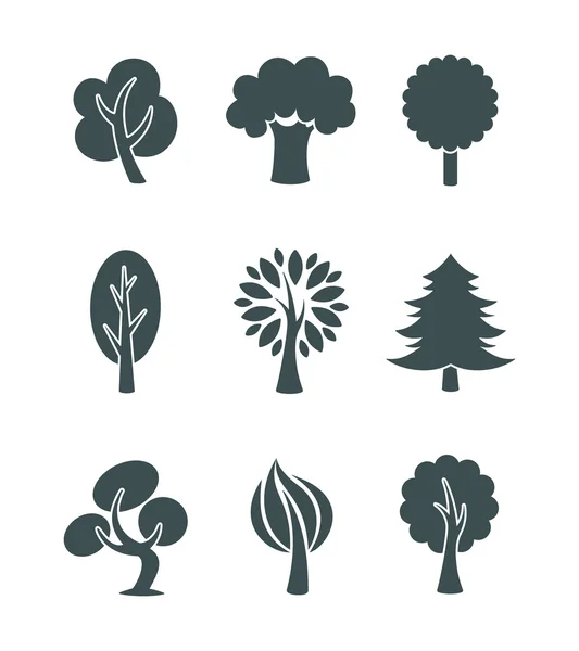 Tree icons set — Stock Vector