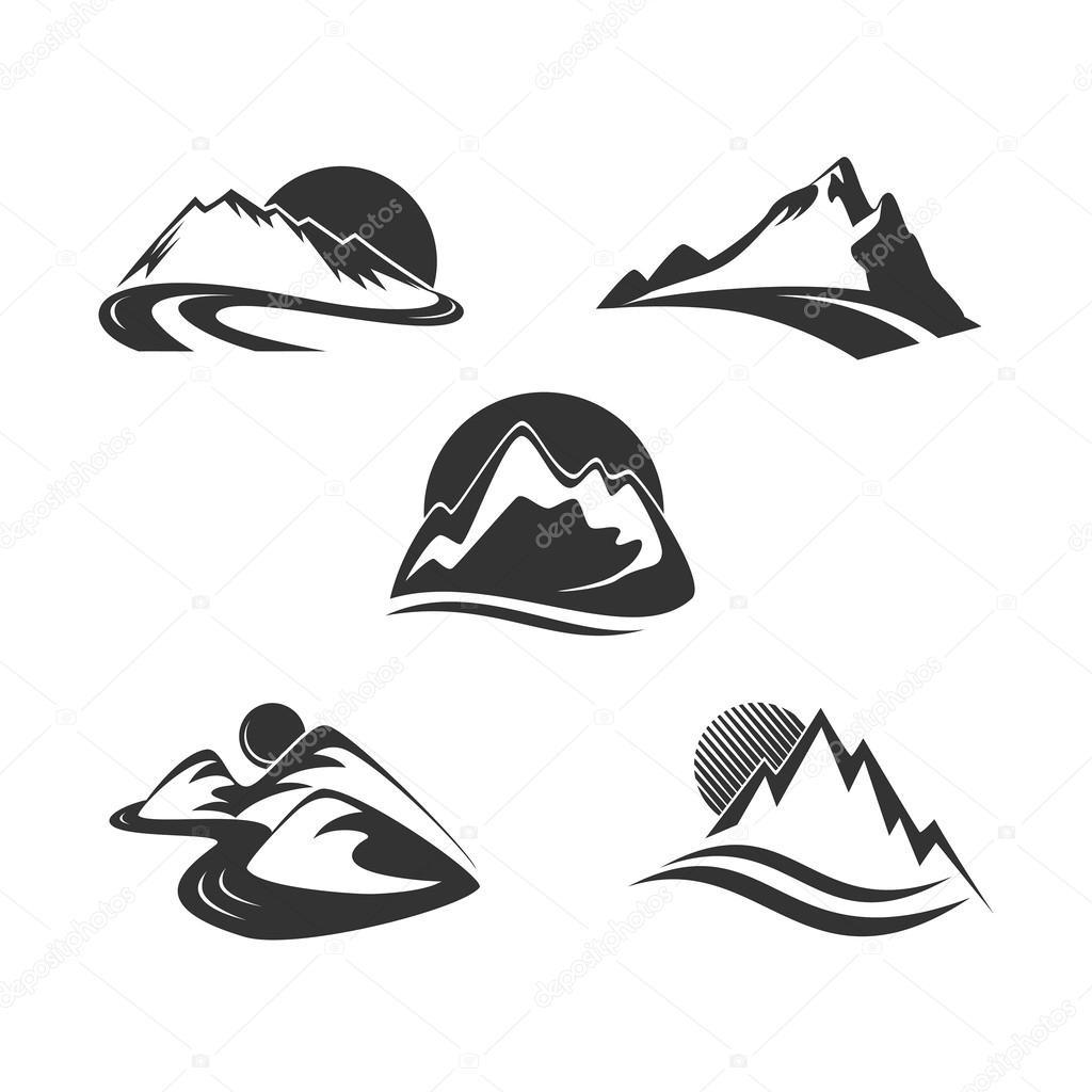 Mountain icons set