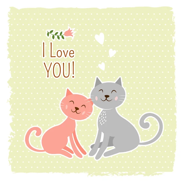 Süße Katzen valentine Karte — Stockvektor