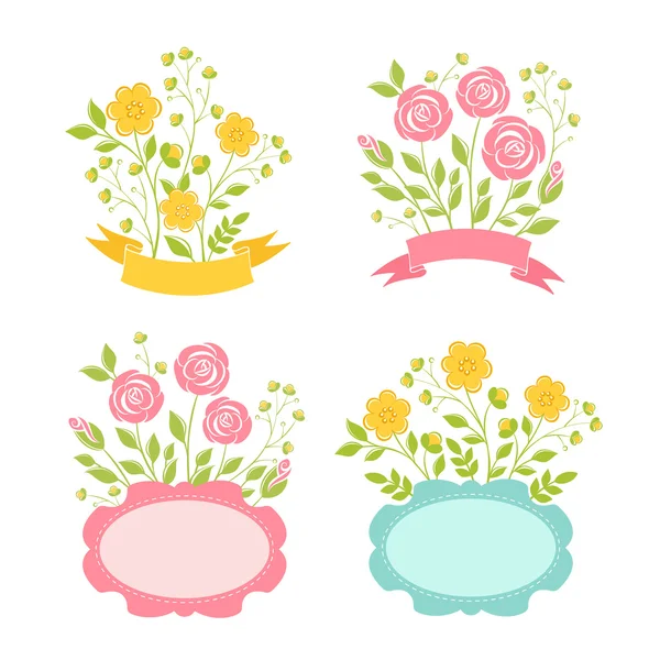 Floral romantische frames instellen — Stockvector