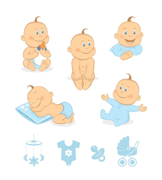 Baby jongen vector set — Stockvector