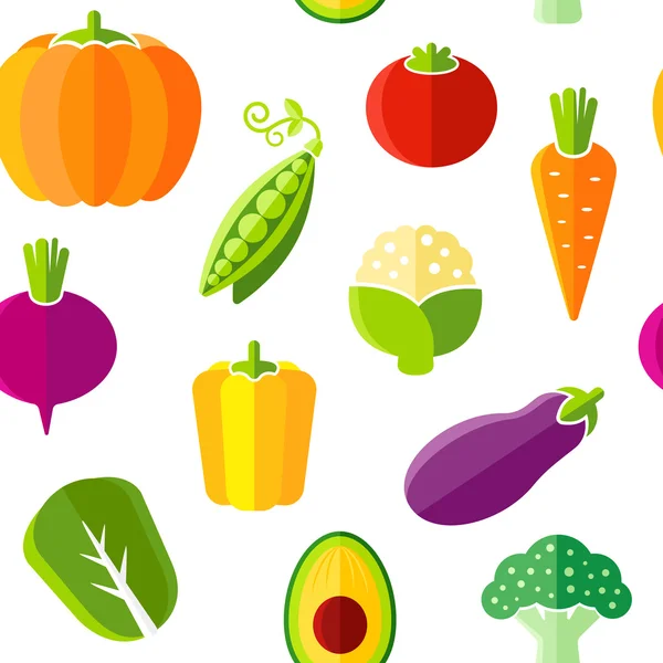 Patrón sin costura con verduras orgánicas frescas — Vector de stock