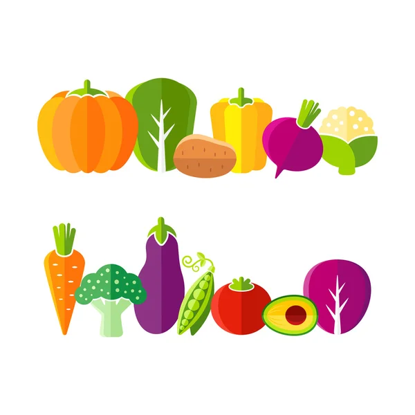 Illustration de légumes agricoles biologiques à plat — Image vectorielle