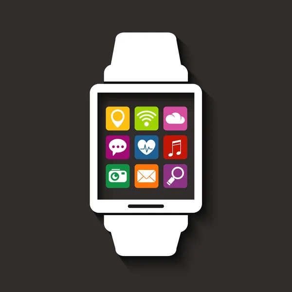 Dispositivo de tecnologia Wearables com ícones de aplicativos — Vetor de Stock