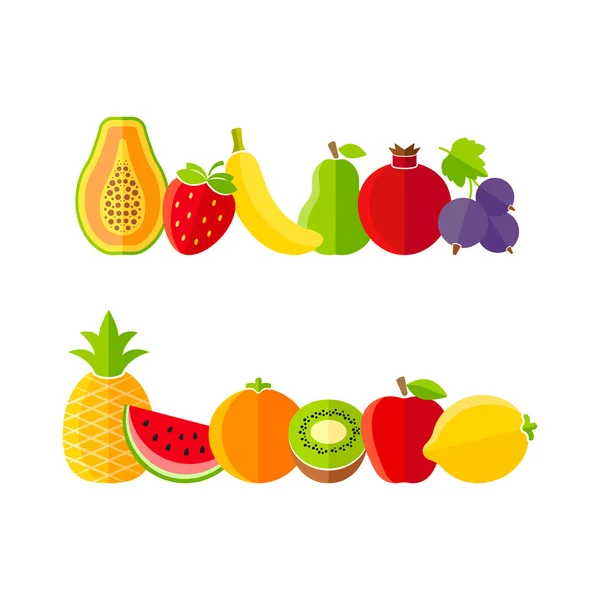 Organic farm fruits illustration in flat style — Stock Vector