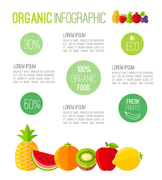 Εικονογράφηση infographic βιολογικά φρέσκα φρούτα — Διανυσματικό Αρχείο