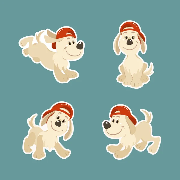 Puppy perro carácter diseño conjunto — Vector de stock