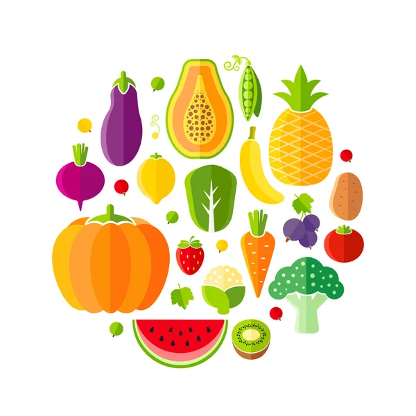 Healthy lifestyle design element with fruits and vegetables — Stock Illustration Healthy lifestyle design element with fruits and vegetables Vector Graphics