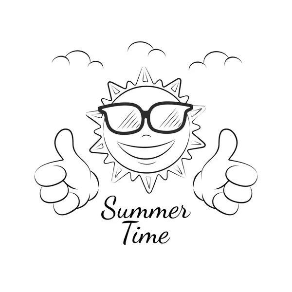 Drôle de soleil d'été avec pouce levé — Image vectorielle
